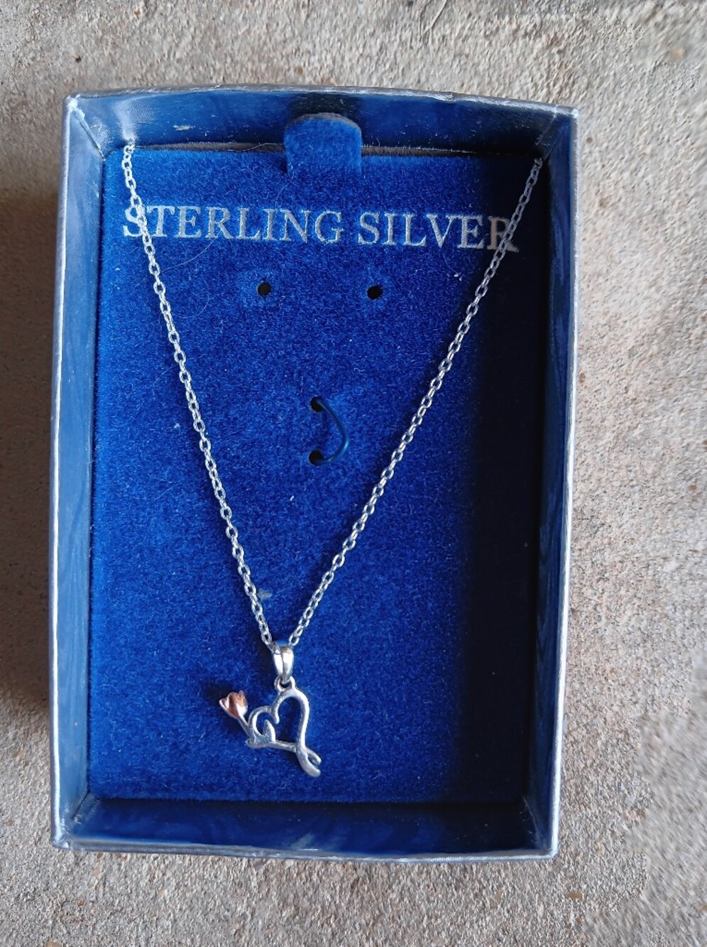 Heart Pendant Necklace with Rose Accent